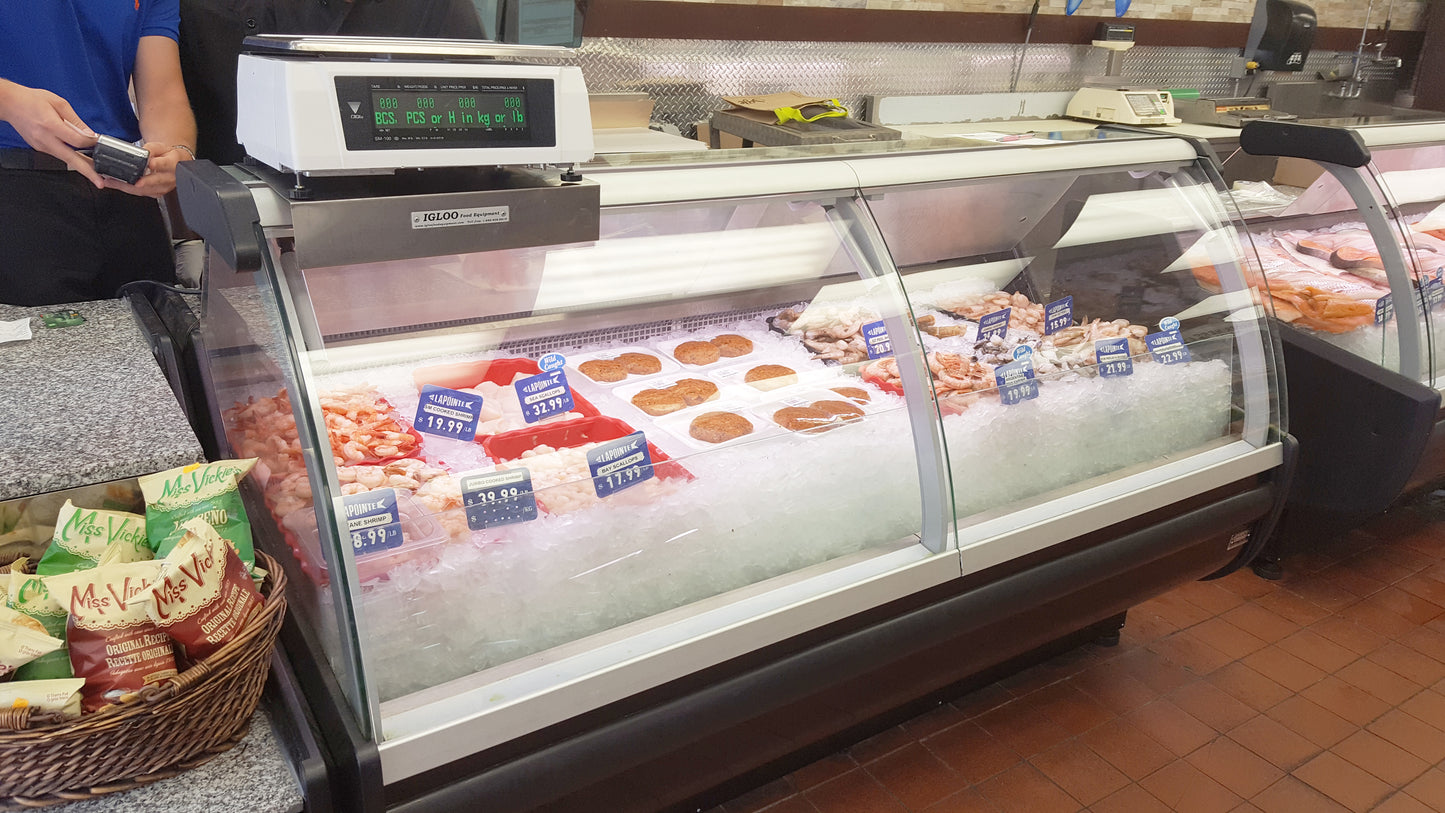 47"D Fresh Fish Case, Lift-up Front Glass