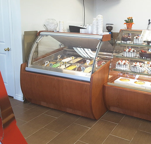 Gelato Ice Cream Freezer, Wood Finish