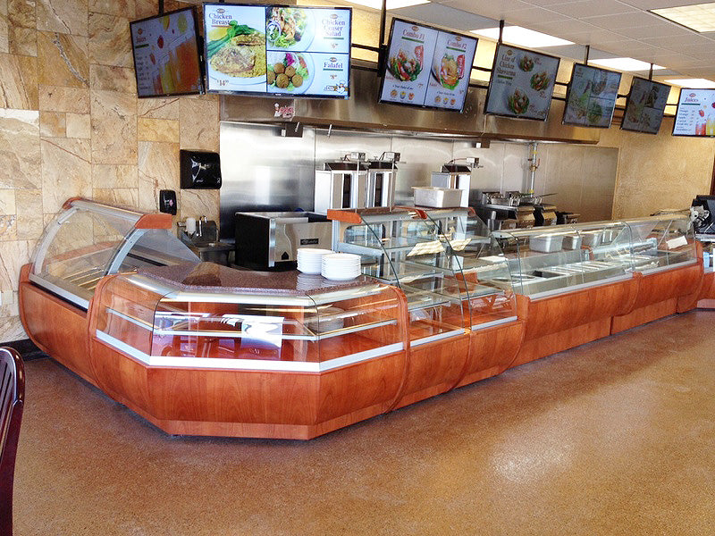 Outside Corner Cash Counter, Wood Finish