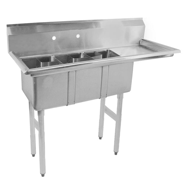 3 COMPARTMENT SPACE SAVER SINKS - RIGHT DRAINBOARD
