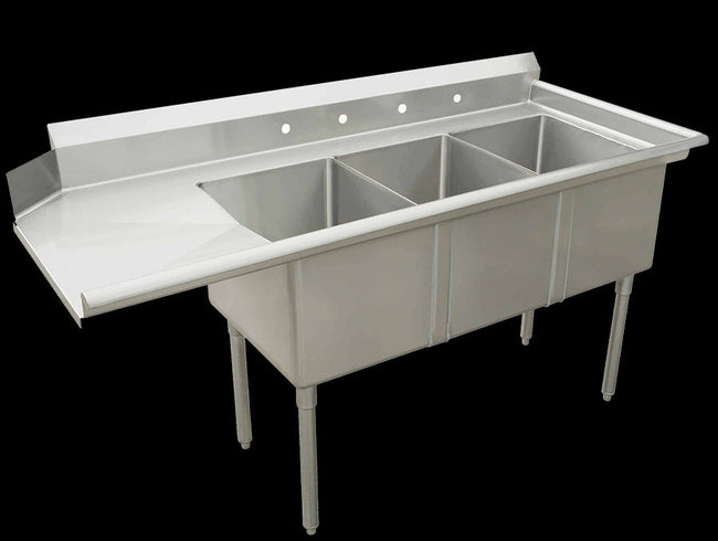 24" x 24" 2 COMPARTMENT DISHWASHER SINKS - LEFT DRAINBOARD