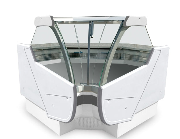 47"D Inside Corner Refrigerated Case, Lift-up Front Glass