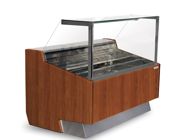 37"D Deli Meat Cheese & Salad Case, Straight Glass, Wood Finish