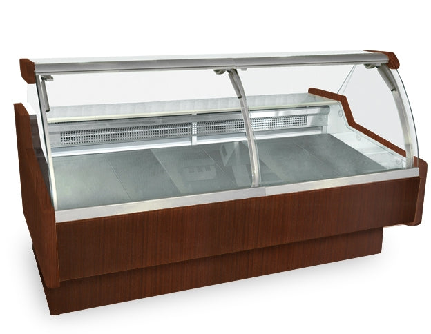 47"D Deli Meat Cheese & Salad Case, Lift-up Front Glass, Wood Finish