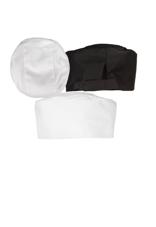 BG21000-WHT : Pill Box Chef Hat w/Mesh, White