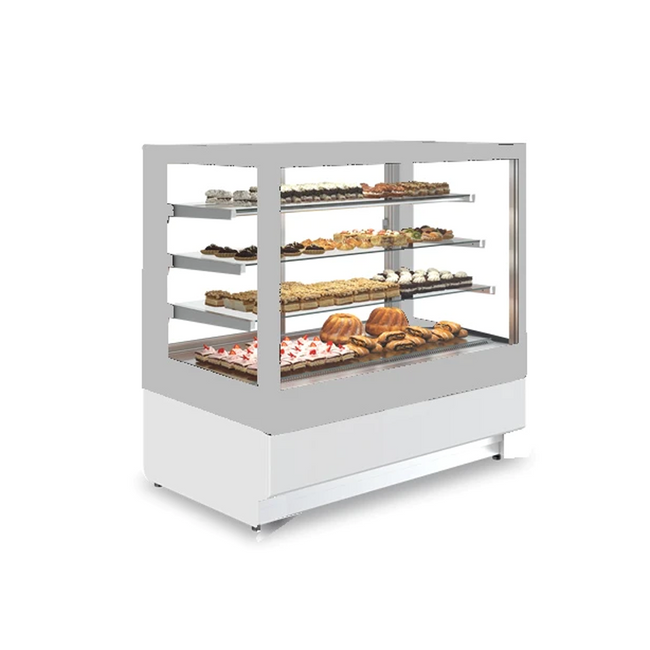 Cube Refrigerated Pastry Case, 3 Shelf, Double Glasses