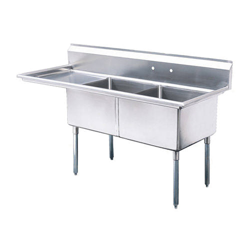 18" x 21" 2 COMPARTMENT CORNER DRAIN SINK - Left Drainboard