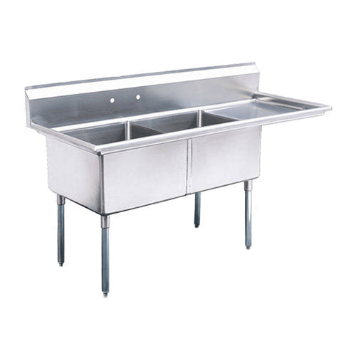 18" x 21" 2 COMPARTMENT CENTER DRAIN SINK - Right Drainboard