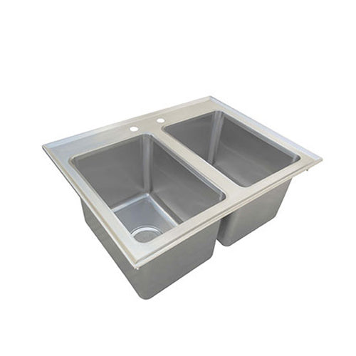 Drop in sink with 2 fabricated bowls