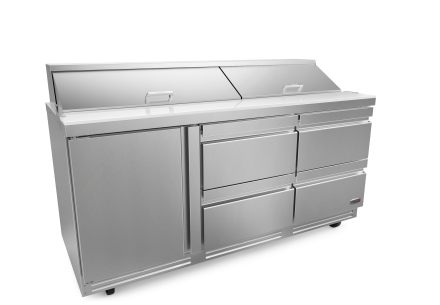 72" Salad Table w/ 18 Pans & 4 Drawers