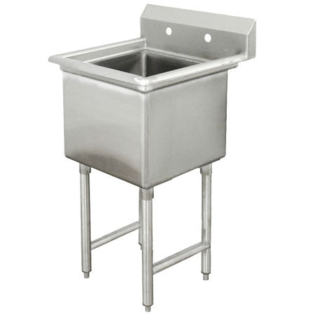 18" x 21" 1 COMPARTMENT CENTER DRAIN SINK - No Drainboard