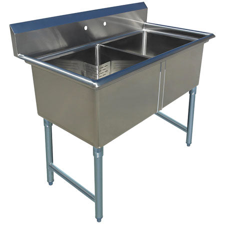 18" x 18" 2 COMPARTMENT CORNER DRAIN SINKS - No Drainboard