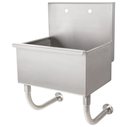 Wall mount sink w/10" backsplash, 2 stainless steel tubular brackets