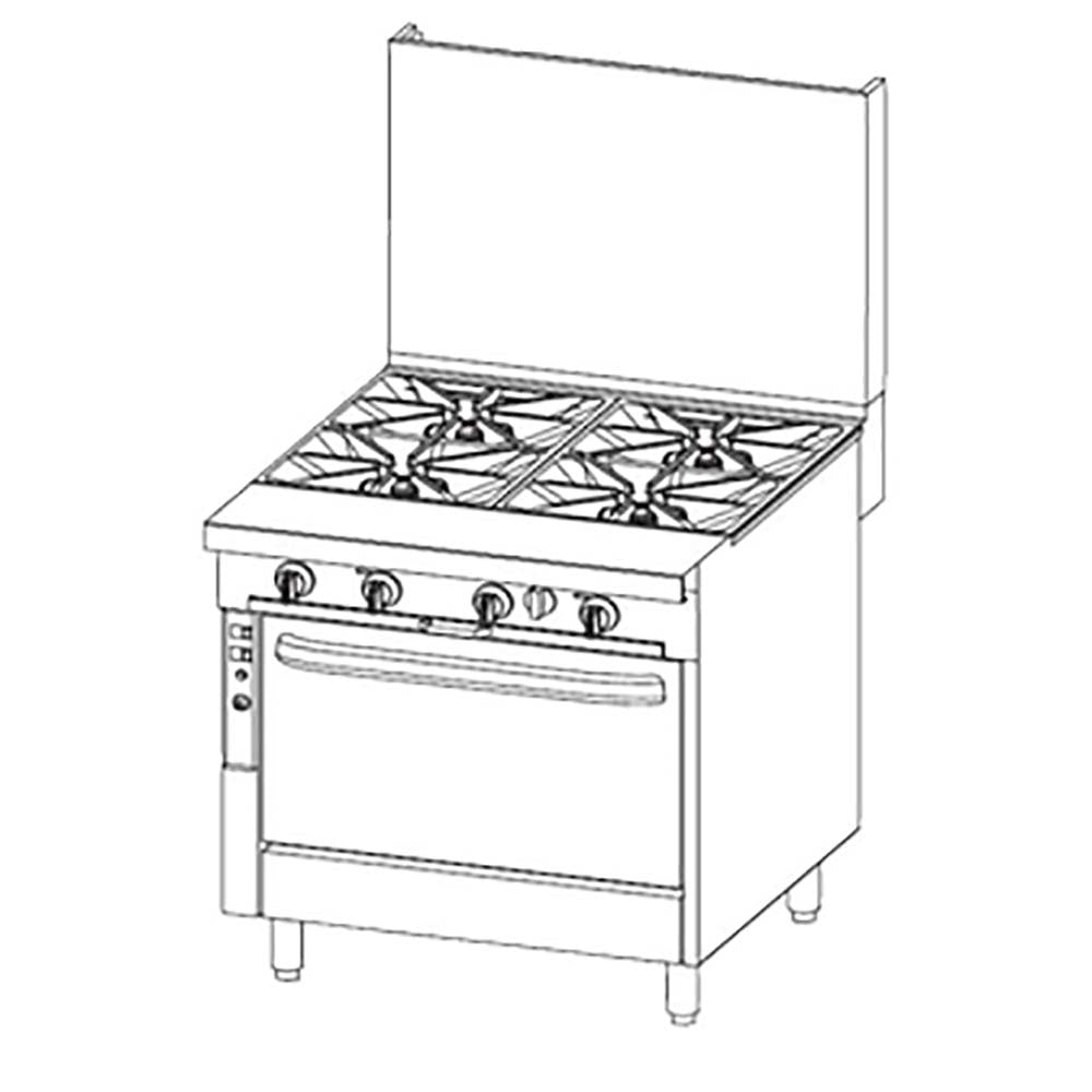 36" Sectional Range w/ Pyromax Open-Top Burners (Standard Oven Base)