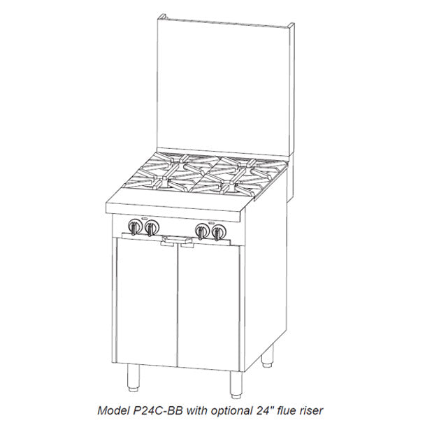 24" W Sectional Range with 33,000 BTU Open-Top Burners