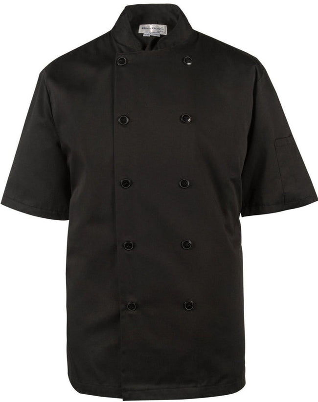 CI22139SS-S : Basic Chef Jacket, Short Sleeve, Black