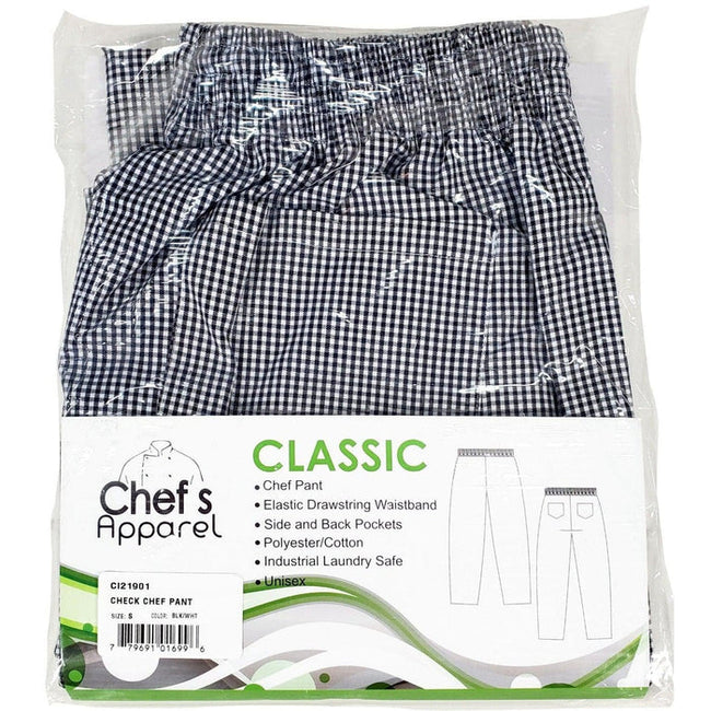 CI21901-S : Mini check Chef pants, WHT/BLK