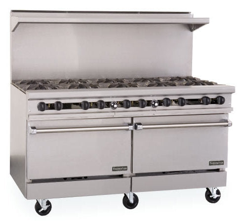 THERMA-TEK 60" Gas Restaurant Range, 10 Open Burners & 2 Ovens