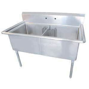 24" x 24" 2 COMPARTMENT CORNER DRAIN SINKS  - No Drainboard