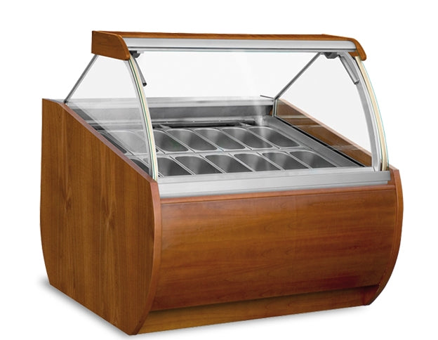 Gelato Ice Cream Freezer, Wood Finish