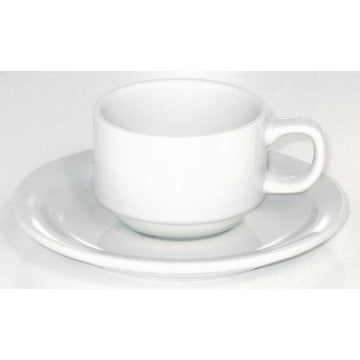 WHITE ESPRESSO CUP/SAUCER, ARMAND LEBEL, 3 OZ, (6 SETS)