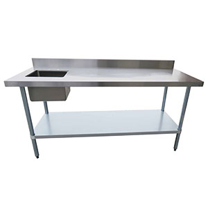 24" x 84" WORKTABLES WITH SINK WITH BACKSPLASH