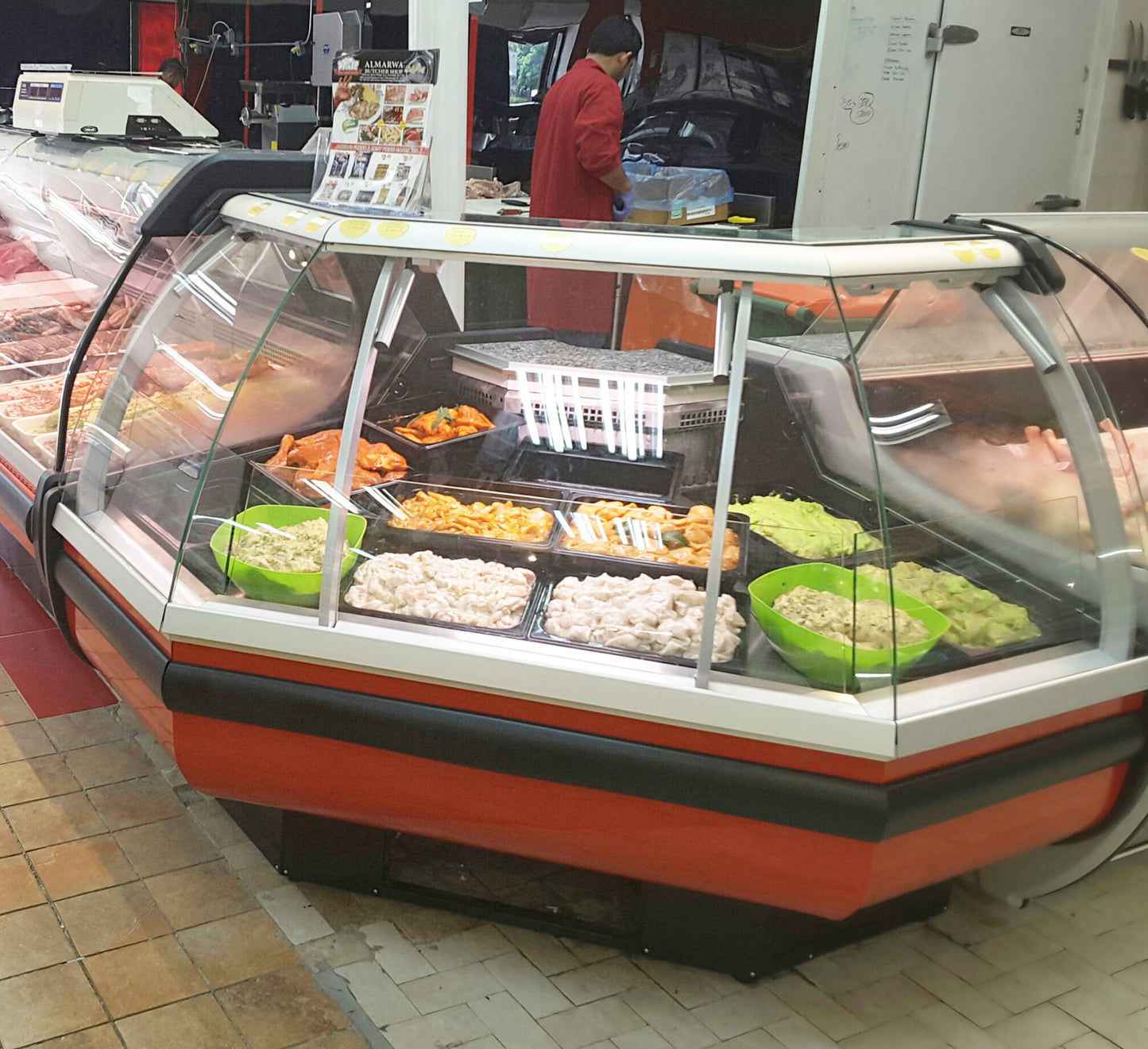47"D Outside Corner Refrigerated Case, Lift-up Front Glass