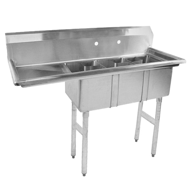 3 COMPARTMENT SPACE SAVER SINKS - LEFT DRAINBOARD