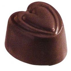 EMBOSSED HEART P.C. CANDY MOLD/MOULD 1.06"x1"x0.67", (24 CAV)