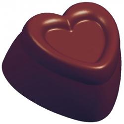 STAMPED HEART P.C. CANDY MOLD/MOULD, 1.18"x0.63", (21 CAV.)