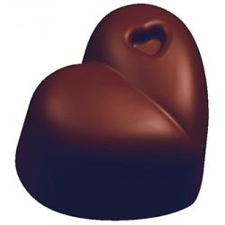 DIMPLED HEART P.C. CANDY MOLD/MOULD, 1.14" X 1" X 0.79", (28 CAV.)