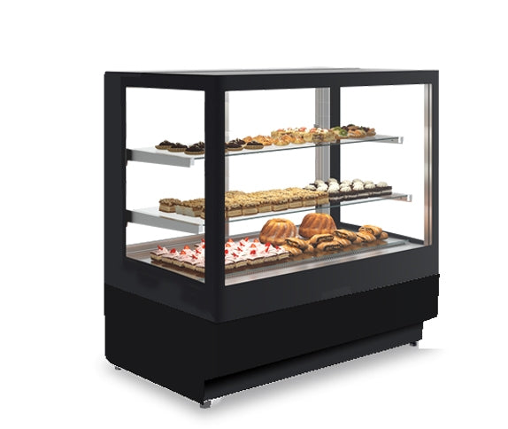 Cube Refrigerated Pastry Case, 2 Shelf, Double Glasses
