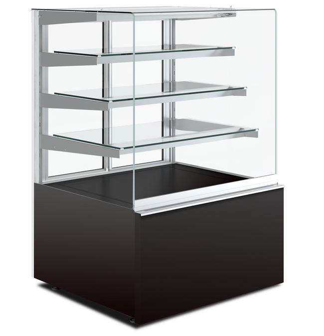 Cube Dry Pastry Case, 3 Shelf, Openable Front Glass