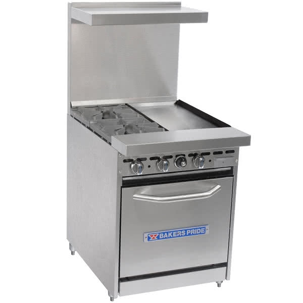 24" Restaurant Series Range w/ Two Burners, One Griddle & One Oven