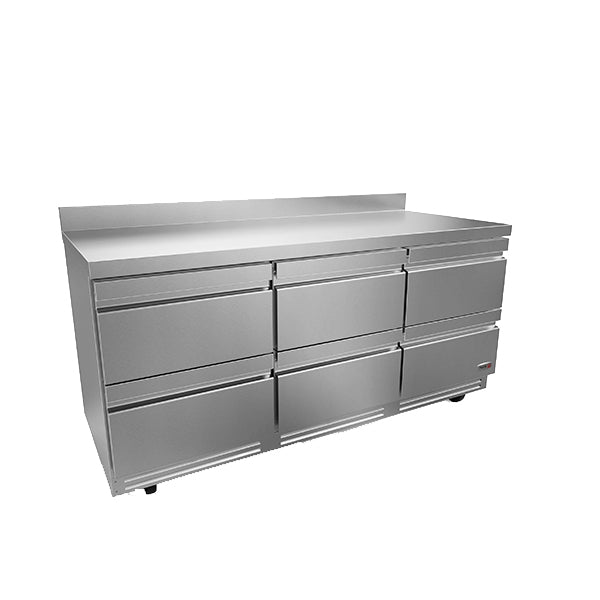 72" Undercounter Refrigerator w/ 6 Drawers