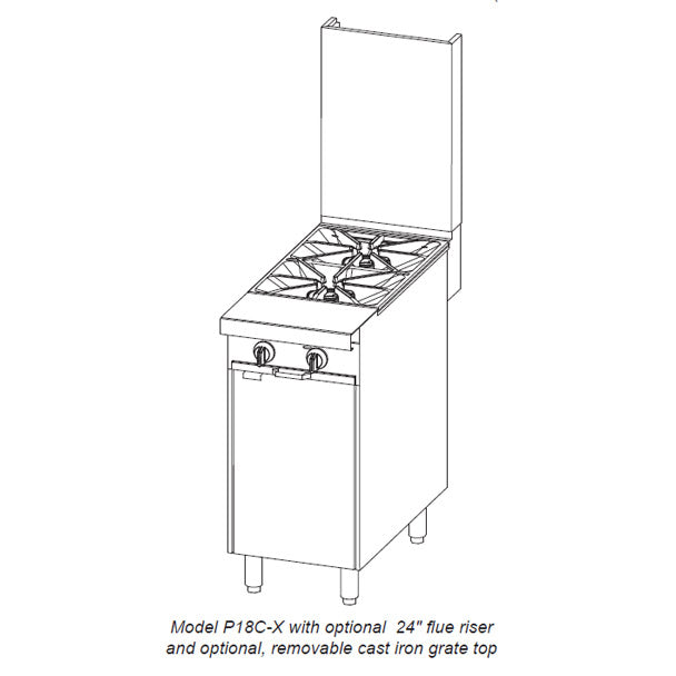 18" Sectional Range w/ Pyromax Open-Top Burners (Cabinet Base)