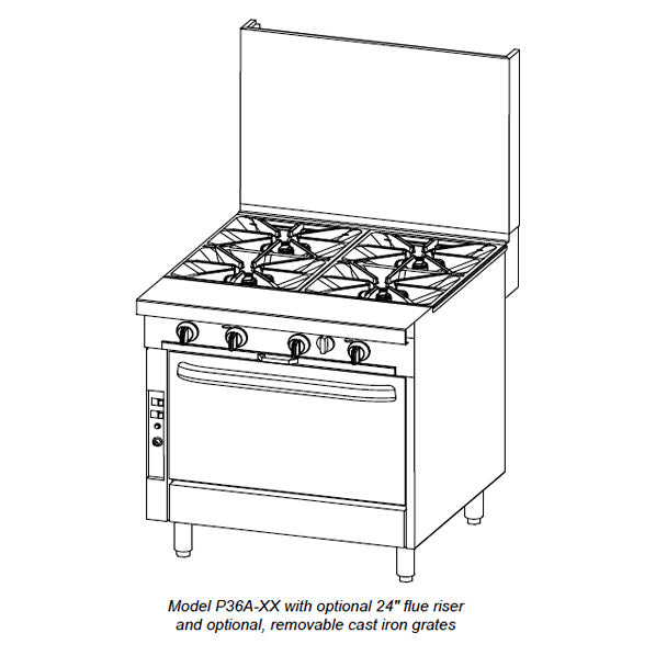 36" Sectional Range w/ Pyromax Open-Top Burners (Convection Oven Base)