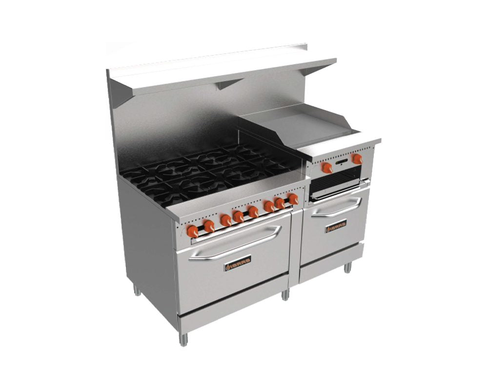 60" Range with 6 Burners and 24" Grill