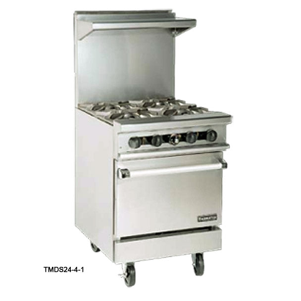 24" Gas Restaurant Range w/ Griddle, 2 Open Burners with Space-Saver Oven