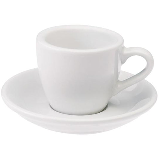 PEAR SHAPE WHITE ESPRESSO CUP/SAUCER, ARMAND LBL, 3 OZ (6 SETS)