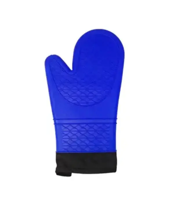 15" SILICONE & COTTO OVEN MITT, BLUE