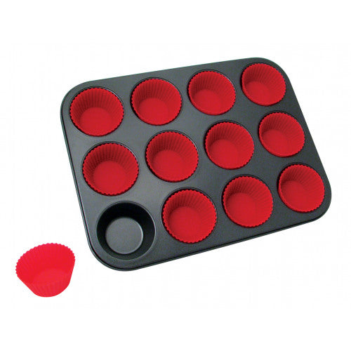 10" X 13" MUFFIN 12 CUP W/SILICONE CUP, LA PATISSE