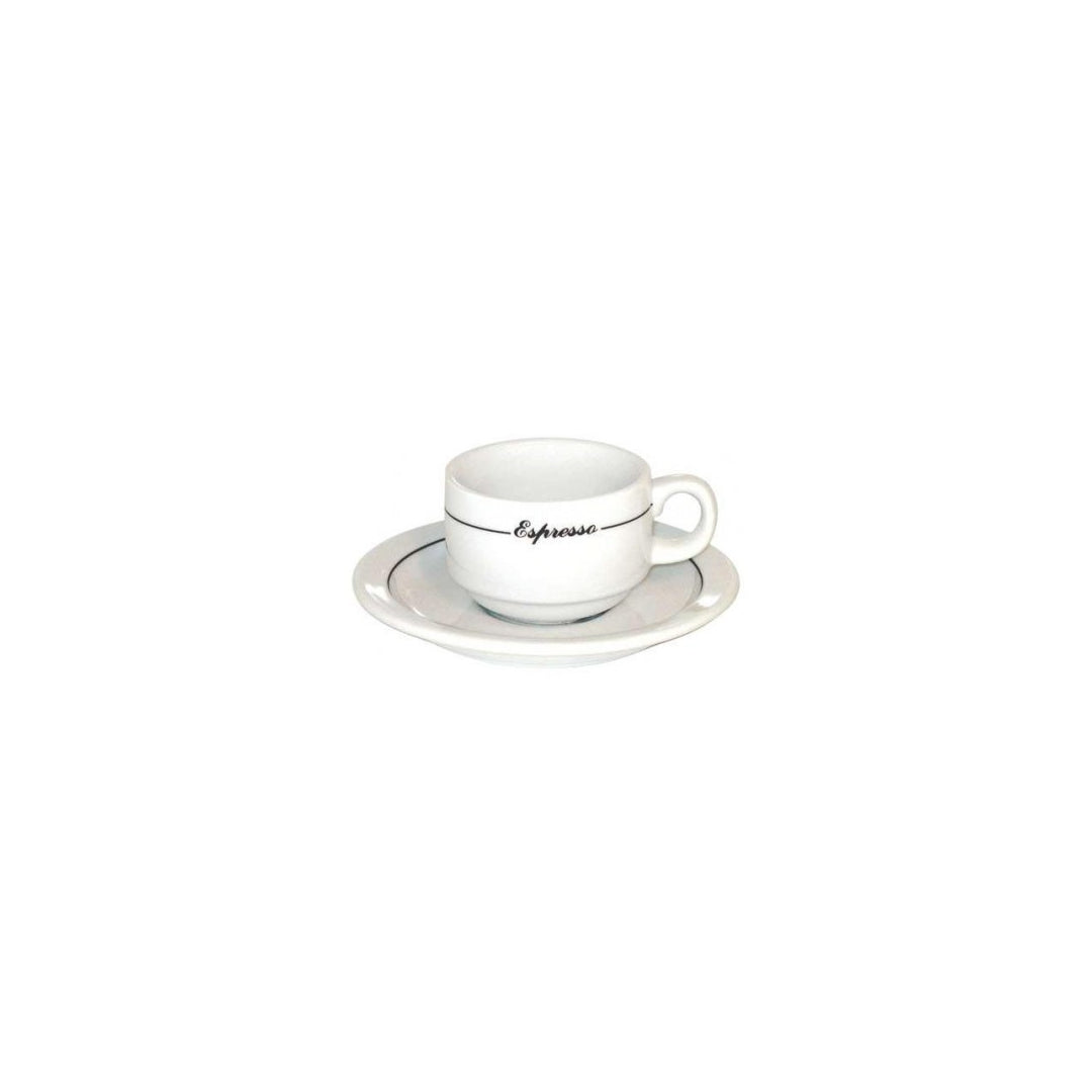 3oz BLACK LINE ESPRESSO CUP-SAUCER, ARMAND LEBEL, (6 CUP & 6 SAUCER)