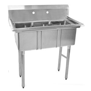 3 COMPARTMENT SPACE SAVER SINKS - NO DRAINBOARD